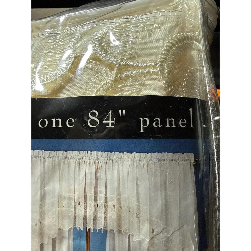 Whole Home 84 inch Lace Embroidered Window Curtain Panel Ivory Polyester NEW‎